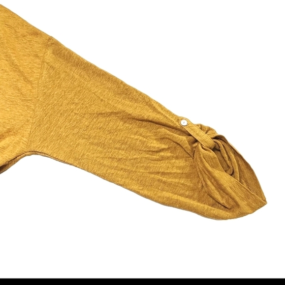 Adrienne Vittadini 100% Linen  Large Mustard Yellow Pull Over Oversized Sweater - Picture 9 of 12